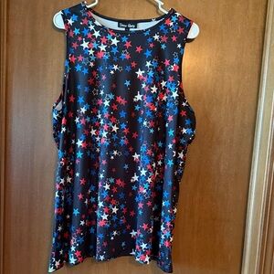 Starry Sleeveless Top - Black, Red, White, Blue